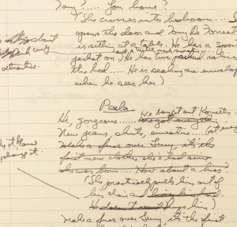 Handwritten draft screenplay for Simon's "The Goodbye Girl"