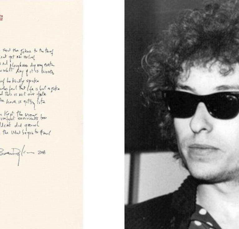 Bob Dylan and handwritten lyrics