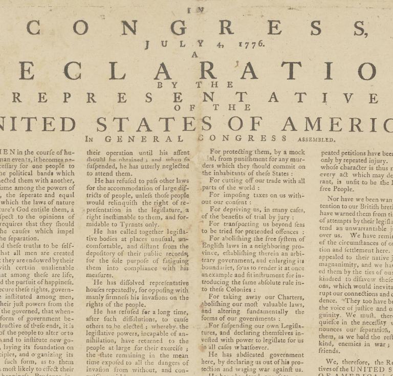 A rare, contemporary broadside edition of the Declaration of Independence