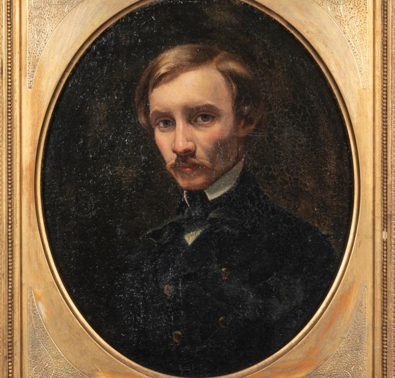 A painting of novelist Robert Louis Stevenson (1850-1894) by William Cosens Way