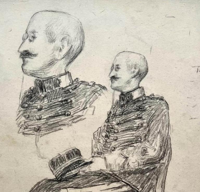 Unpublished Courtroom Sketch of Alfred Dreyfus on Trial