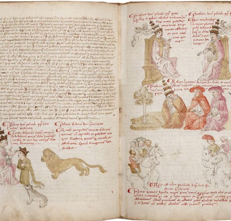 Pseudo-Joachim of Fiore, Vaticinia Pontificum, illustrated manuscript on paper
