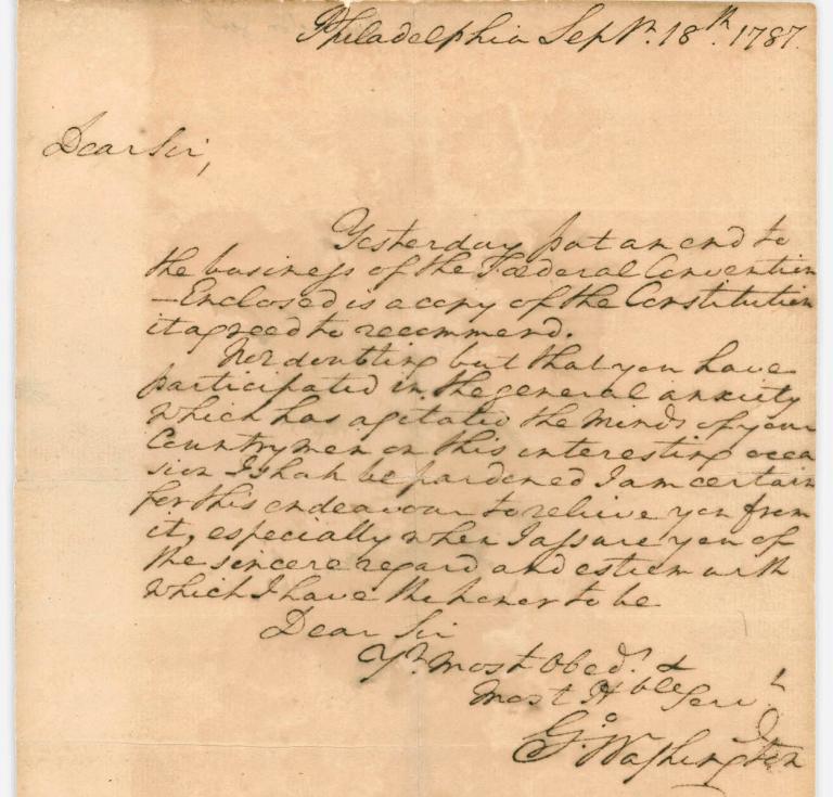 George Washington's  personal letter to Thomas Jefferson