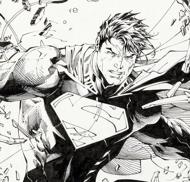 Jim Lee and Scott Williams Superman Unchained #1 Cover Original Art