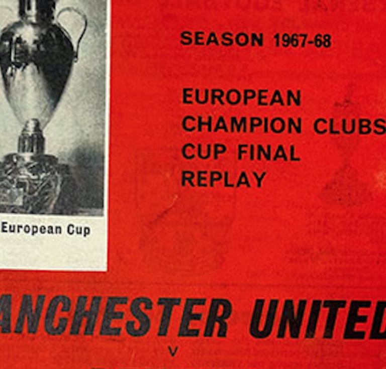 A rare programme printed for the possibility of a replay for the 1968 European Cup final Manchester United v Benfica