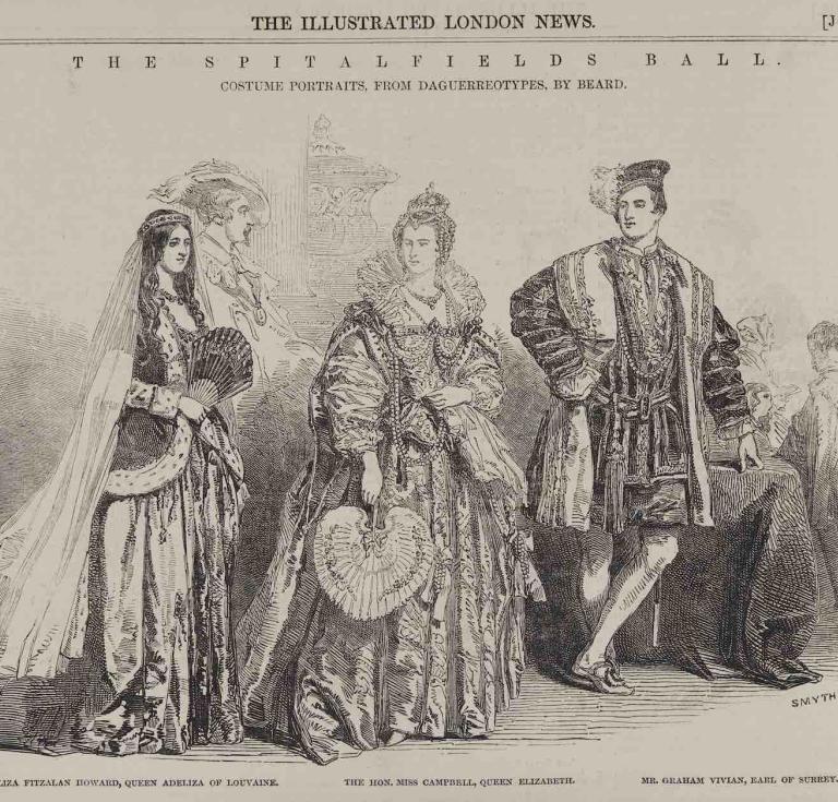 Smyth (engraver, England), The Spitalfields Ball. Costume Portraits, from daguerreotypes, by Beard, 1848, in Illustrated London News, 15 July 1848