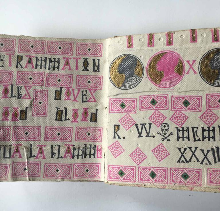 Reginald Walker, Haqazzuzza, 1985. Rubber stamps and coptic binding. Collection of Gerard Charrière, London