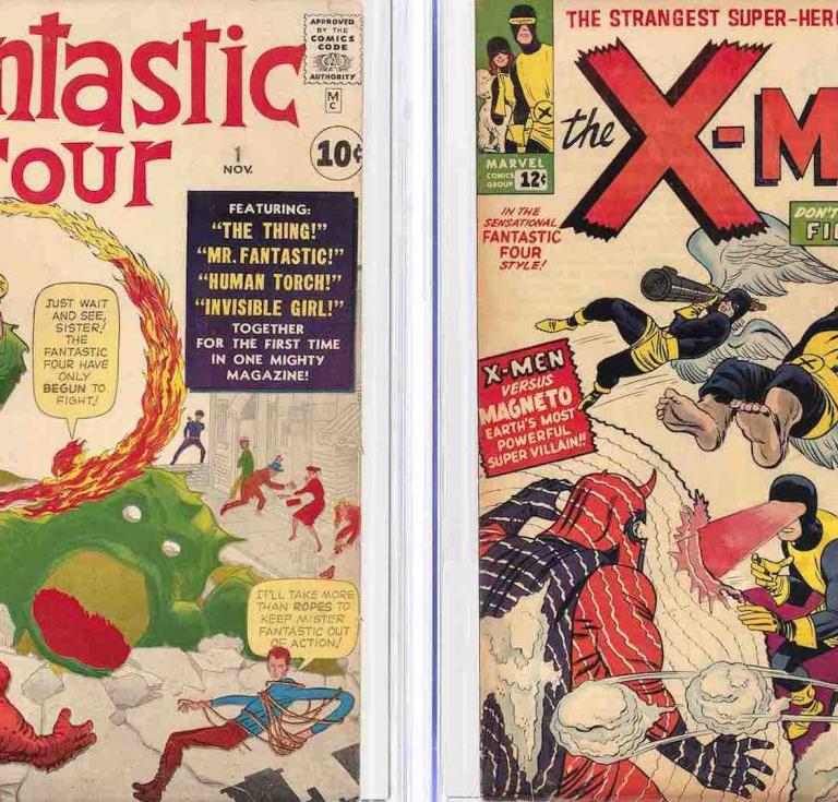 Marvel Fantastic Four #1 comic book, November. 1961, and Marvel The X-Men #1 comic book, September. 1963.