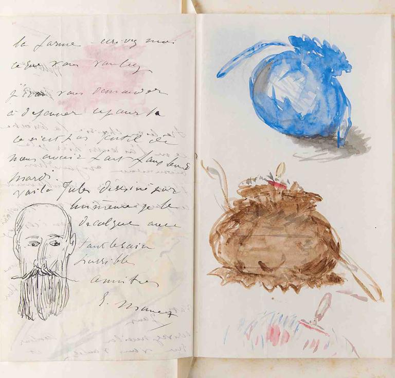 Edouard Manet Illustrated Autograph Letter Signed with Watercolors. Estimate: $100,000.