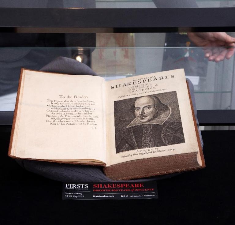 First Folio on special non-selling exhibit at Firsts, Saatchi Gallery