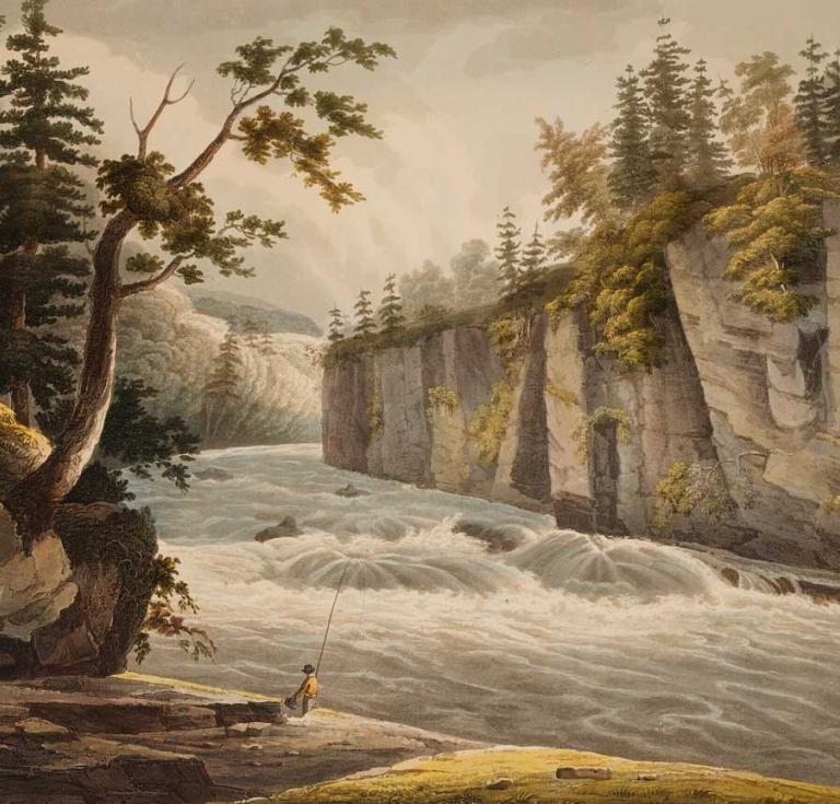 Hudson River scene in aquatint