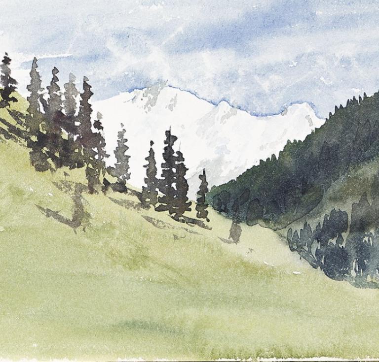 Albert Bierstadt sketch of mountains