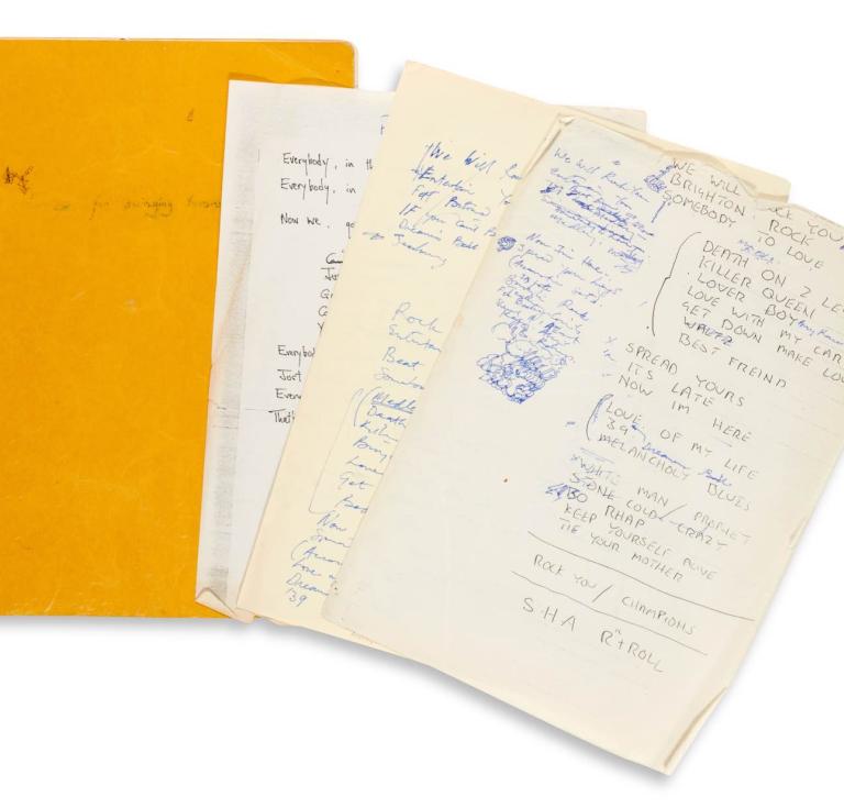 Yellow spiral bound A4 notepad with working lyrics and chords for songs from the album Jazz