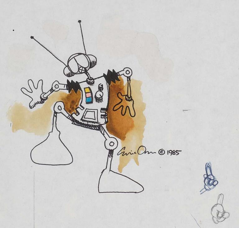 Eric Orr's signed original studies for Rappin’ Max Robot