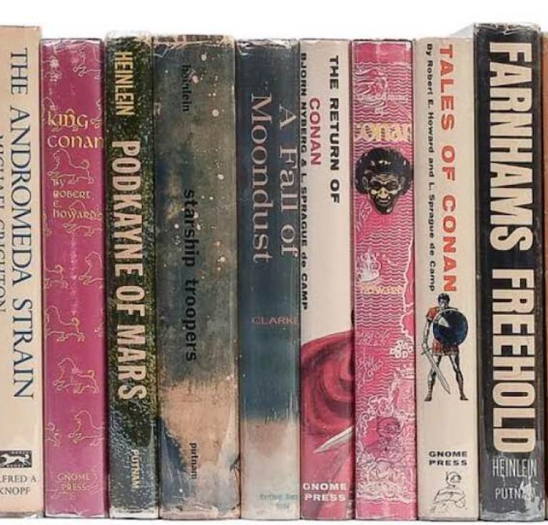 A large library of 1,200+ mostly first edition titles related to the science fiction and fantasy genre, estimated at $1,000-2,000, delivered $12,500. 