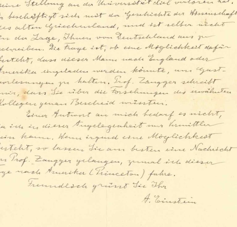 Letter from Albert Einstein