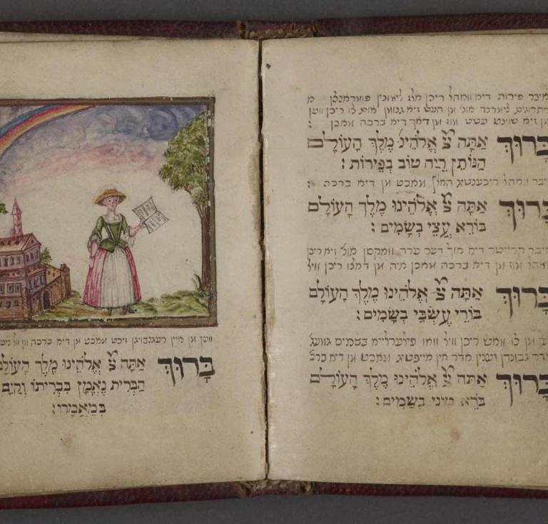 Miniature prayerbook with additional blessings, illuminated by Joseph ben Meir Schmalkalden in silver and gold.