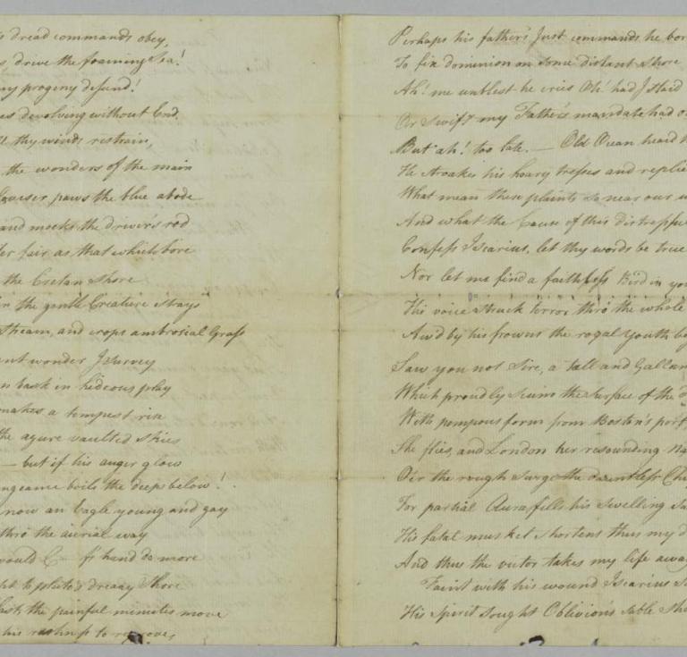  Ocean manuscript poem by Phillis Wheatley, 1773