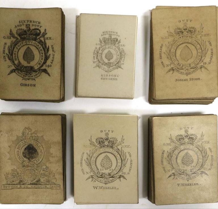 Six packs of 18th century cards, sold for £5,000