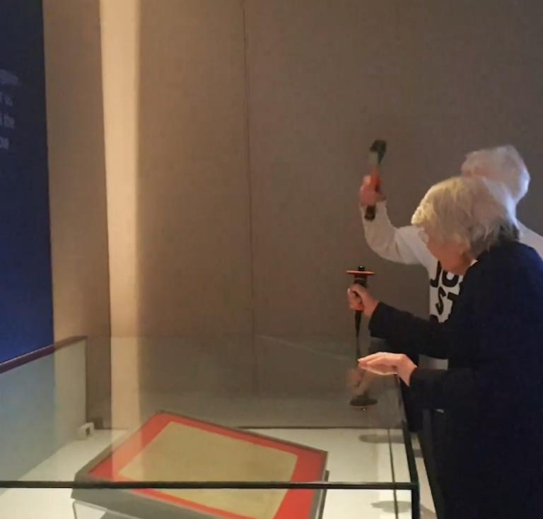 Protestors at the British Library today