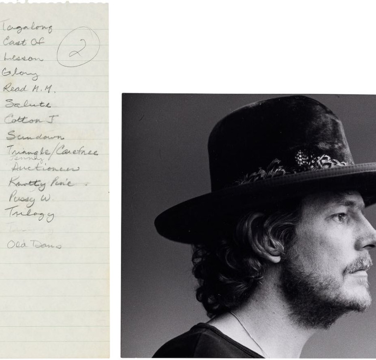 Lightfoot's handwritten set list for an undated performance