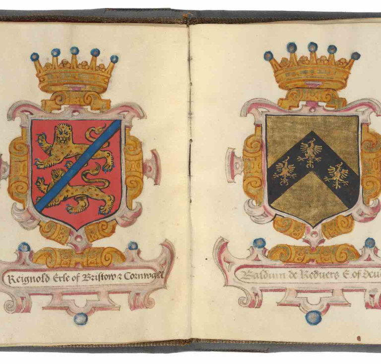 Books of arms gifted by Gilbert Dethick to Elizabeth I on New Year's Day