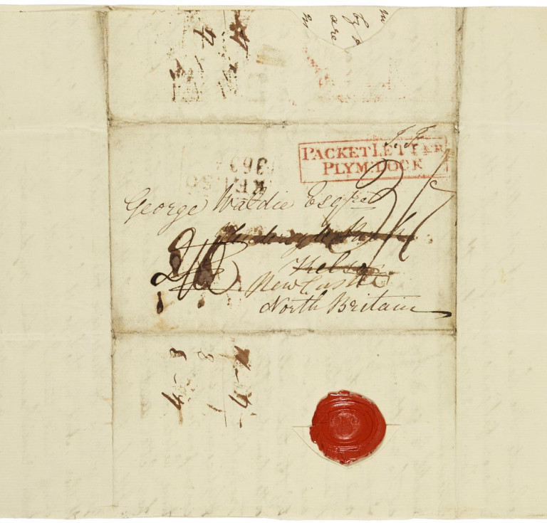 Letter from James Steuart, London, addressed for attention of John Grahame, March 14, 1668, partially removed by Macmillan who also erased the reference number he found on it.