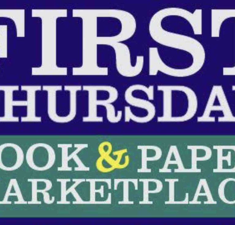 Marvin Getman's 'First Thursday Book and Paper Marketplace' logo