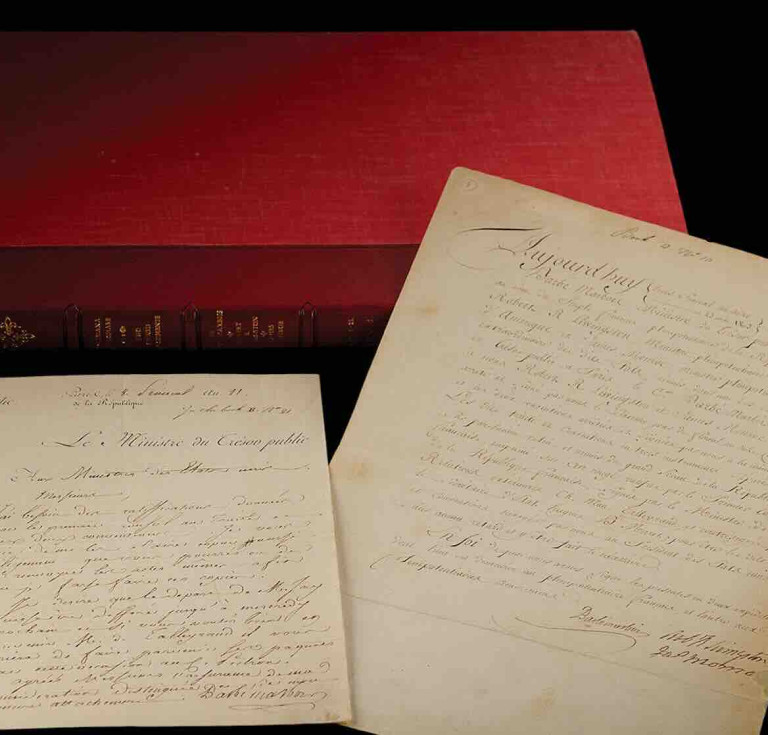 James Monroe, Robert R. Livingston, and Francois Barbe-Marbois documents signed for the Ratification of the Louisiana Purchase Treaty (estimate: $20,000+)