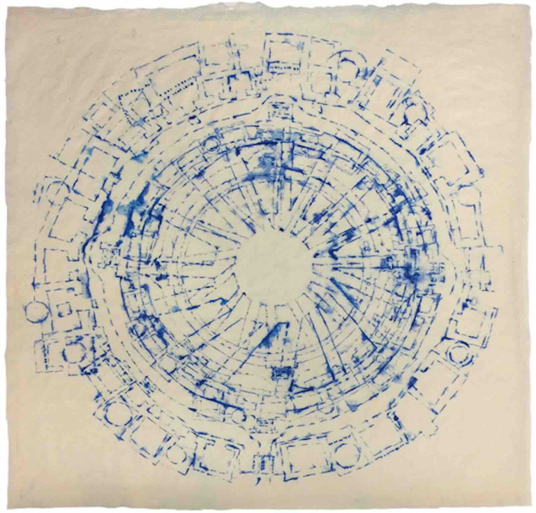 Arlene Shechet, Dharmajika Near and Far, 1997, stencilled pigmented linen pulp on translucent abaca base sheet. Collaborator: Paul Wong