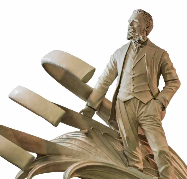 Clay model of Herman Melville by sculptor Stefanie Rocknak