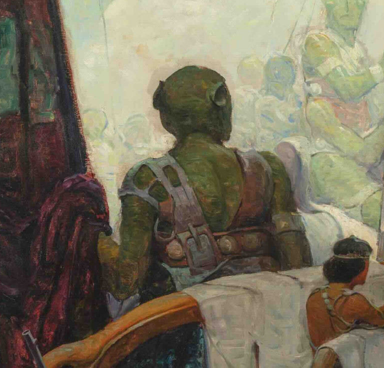 Frank Earle Schoonover’s Where is the Key, Sola?, painted for the first book edition of A Princess of Mars in 1917