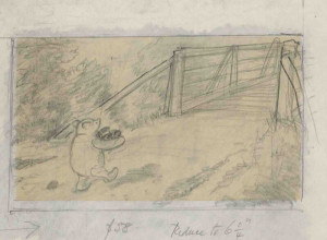 And that was the beginning of the game Poohsticks by Ernest Shepard, preliminary drawing in pencil