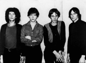 Television in a 1977 publicity photo promoting their debut album Marquee Moon on Elektra Records. Left to right: Billy Ficca, Richard Lloyd, Tom Verlaine, and Fred Smith.